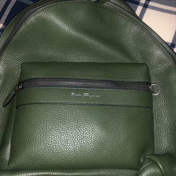 Salvatore Ferragamo Mens Green Calfskin Backpack - Picture 3 of 8